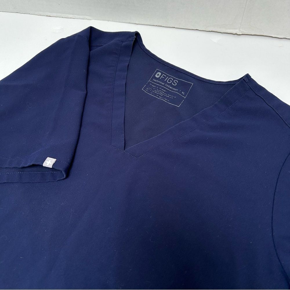 Figs Women's Casma 3 Pocket Blue Scrub‎ Top size XL #2